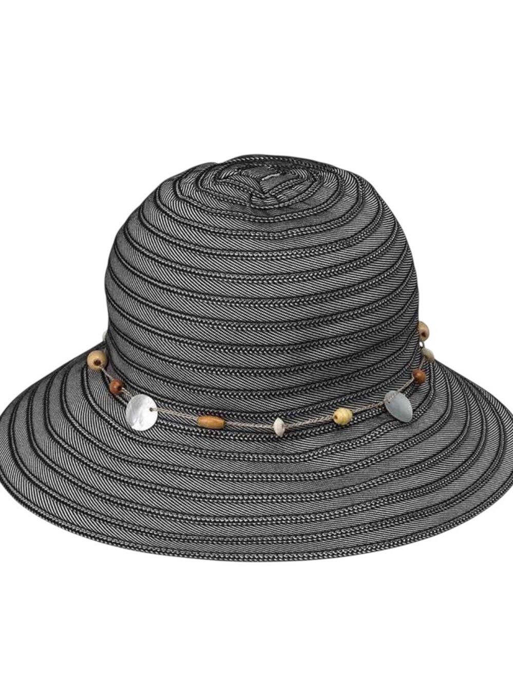 Wallaroo Coastal Ellie Black Bucket Hat Packable Sun Hat Travel Outdoor O S